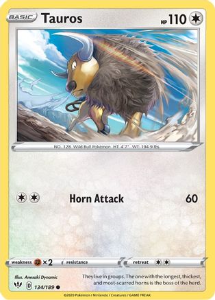 Tauros 134/189 SWSH03 Darkness Ablaze - Common