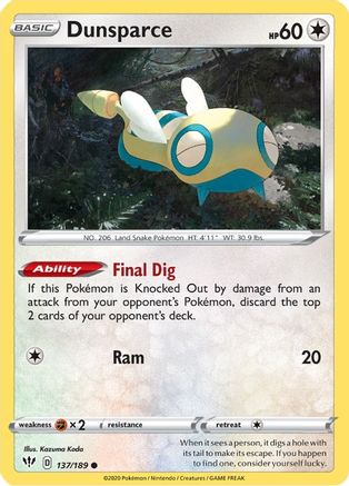 Dunsparce 137/189 SWSH03 Darkness Ablaze - Common