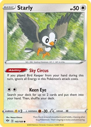 Starly 145/189 SWSH03 Darkness Ablaze - Common