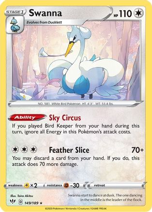 Swanna 149/189 SWSH03 Darkness Ablaze - Rare