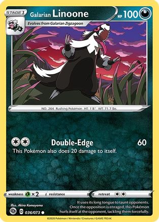 Galarian Linoone 036/73 - Reverse Holofoil Champions Path - Common