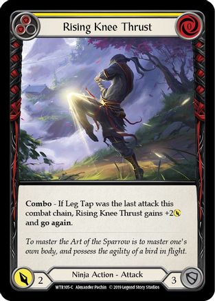 Rising Knee Thrust (Yellow) (WTR105) - Welcome to Rathe 1st Edition Rainbow Foil