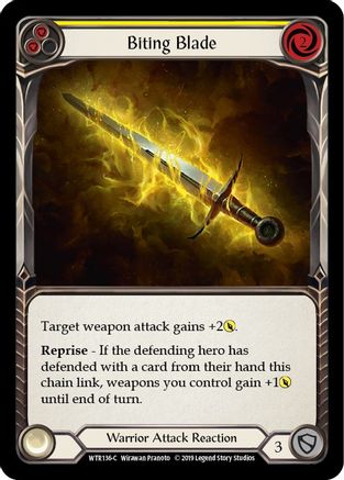 Biting Blade (Yellow) (WTR136) - Welcome to Rathe 1st Edition Rainbow Foil