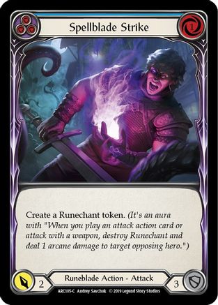 Spellblade Strike (Blue) (ARC105) - Arcane Rising 1st Edition Rainbow Foil