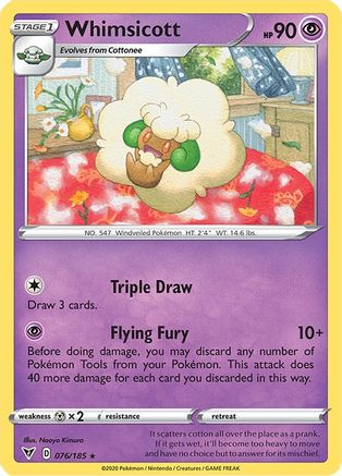 Whimsicott 076/185 - Reverse Holofoil SWSH04 Vivid Voltage - Rare