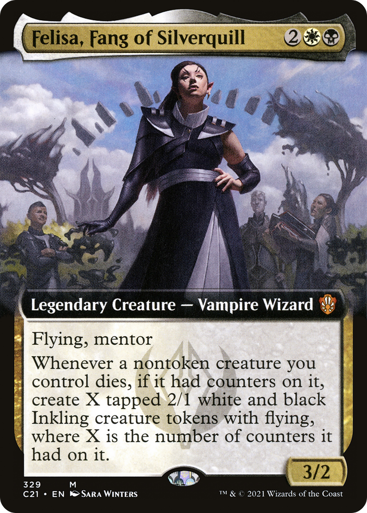 Felisa, Fang of Silverquill (Extended Art) (C21-329) - Commander 2021: (Extended Art)