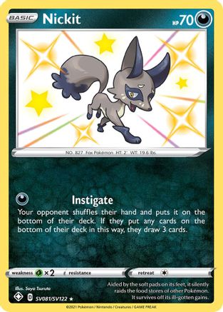 Nickit SV081/SV122 - Holofoil Shining Fates Shiny Vault - Shiny Holo Rare
