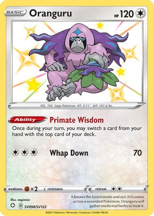 Oranguru SV098/SV122 - Holofoil Shining Fates Shiny Vault - Shiny Holo Rare