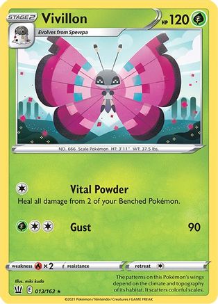 Vivillon 013/163 - Reverse Holofoil SWSH05 Battle Styles - Rare