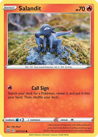 Salandit 027/163 - Reverse Holofoil SWSH05 Battle Styles - Common