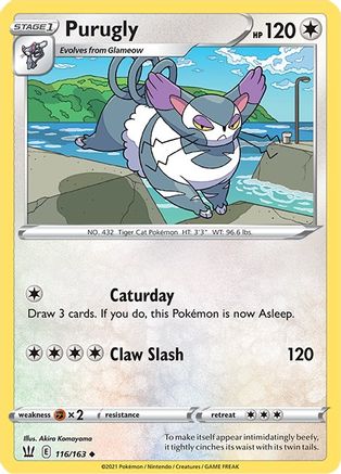 Purugly 116/163 - Reverse Holofoil SWSH05 Battle Styles - Uncommon