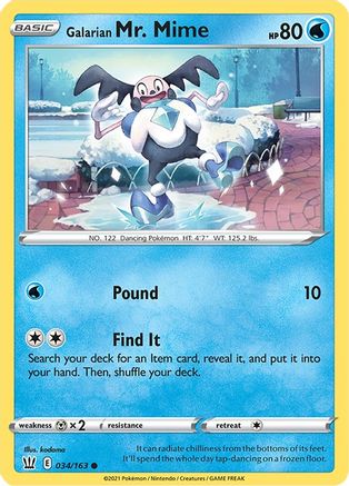 Galarian Mr. Mime 034/163 - Reverse Holofoil SWSH05 Battle Styles - Common