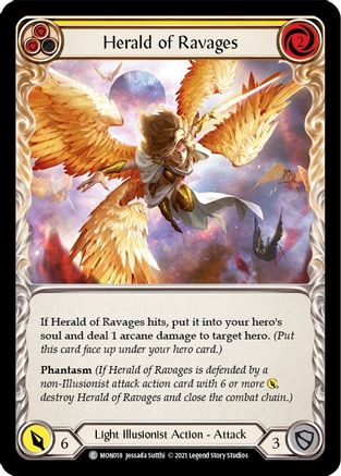 Herald of Ravages (Yellow) (MON018) - Monarch 1st Edition Rainbow Foil