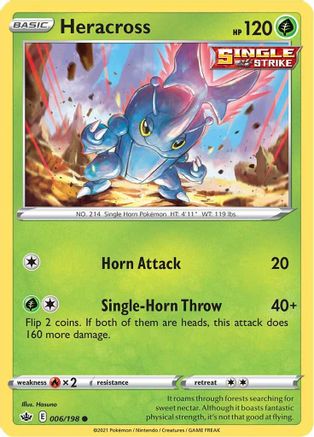 Heracross 006/198 - Reverse Holofoil SWSH06 Chilling Reign - Common