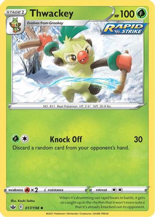 Thwackey 017/198 - Reverse Holofoil SWSH06 Chilling Reign - Uncommon