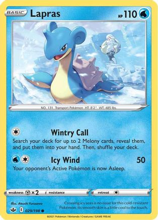 Lapras 029/198 - Reverse Holofoil SWSH06 Chilling Reign - Common