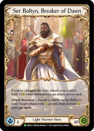Ser Boltyn, Breaker of Dawn - HER039 (HER039) - Flesh and Blood: Promo Cards Unlimited Edition Rainbow Foil