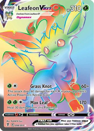 Leafeon VMAX (Secret) 204/203 - Holofoil SWSH07 Evolving Skies - Secret Rare