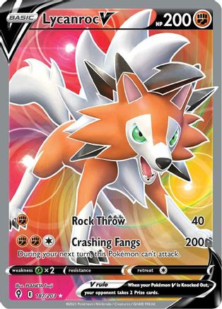 Lycanroc V (Full Art) 187/203 - Holofoil SWSH07 Evolving Skies - Ultra Rare