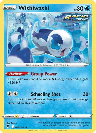 Wishiwashi 046/203 - Reverse Holofoil SWSH07 Evolving Skies - Rare