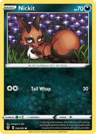 Nickit 104/203 - Reverse Holofoil SWSH07 Evolving Skies - Common