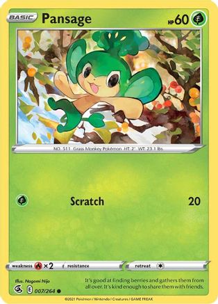 Pansage 007/264 - Reverse Holofoil SWSH08 Fusion Strike - Common
