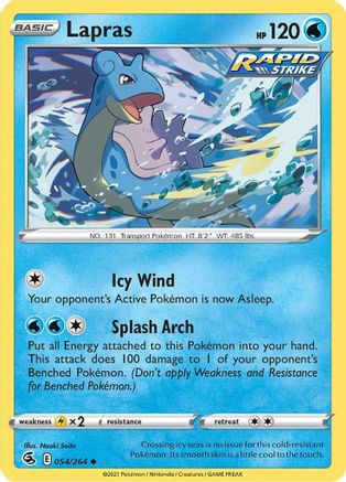 Lapras 054/264 - Reverse Holofoil SWSH08 Fusion Strike - Uncommon