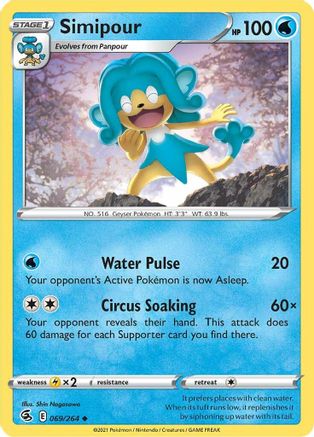 Simipour 069/264 - Reverse Holofoil SWSH08 Fusion Strike - Uncommon