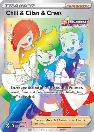 Chili & Cilan & Cress (Secret) 273/264 - Holofoil SWSH08 Fusion Strike - Secret Rare