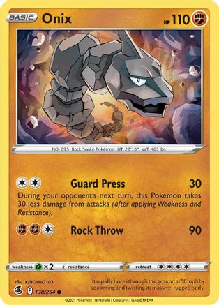 Onix 138/264 - Reverse Holofoil SWSH08 Fusion Strike - Common
