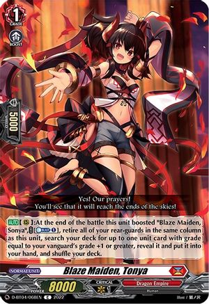 Blaze Maiden, Tonya (D-BT04/068EN) - D-BT04: Awakening of Chakrabarthi