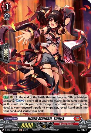 Blaze Maiden, Tonya (Holo) (D-BT04/H08EN) - D-BT04: Awakening of Chakrabarthi