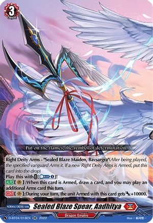 Sealed Blaze Spear, Aadhitya (D-BT04/018EN) - D-BT04: Awakening of Chakrabarthi