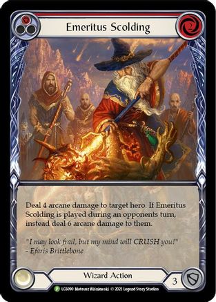 Emeritus Scolding (Red) (Extended Art) - LGS090 (LGS090) - Flesh and Blood: Promo Cards Rainbow Foil