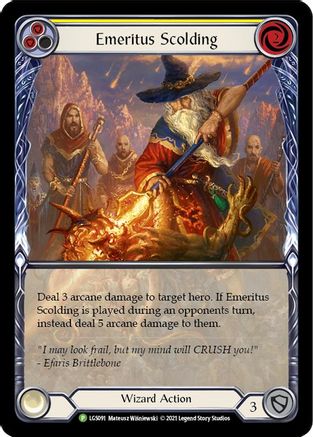 Emeritus Scolding (Yellow) (Extended Art) - LGS091 (LGS091) - Flesh and Blood: Promo Cards Rainbow Foil