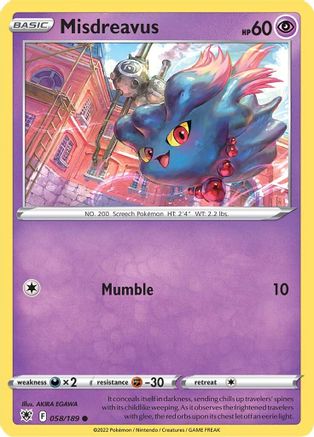 Misdreavus 058/189 - Reverse Holofoil SWSH10 Astral Radiance - Common