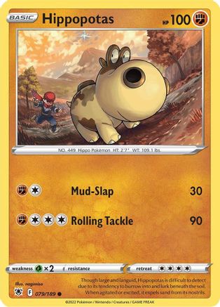 Hippopotas 079/189 - Reverse Holofoil SWSH10 Astral Radiance - Common