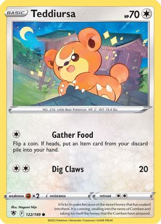 Teddiursa 122/189 - Reverse Holofoil SWSH10 Astral Radiance - Common