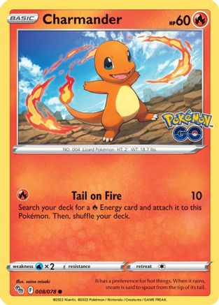 Charmander 008/078 - Reverse Holofoil Pokemon GO - Common