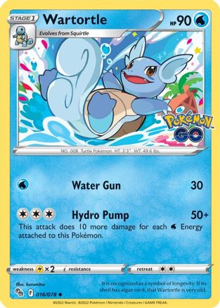Wartortle 016/078 - Reverse Holofoil Pokemon GO - Uncommon