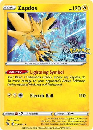 Zapdos 029/078 - Reverse Holofoil Pokemon GO - Holo Rare