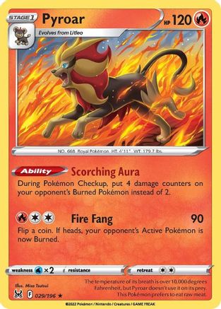 Pyroar 029/196 - Holofoil SWSH11 Lost Origin - Holo Rare