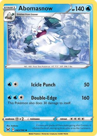 Abomasnow 043/196 SWSH11 Lost Origin - Uncommon