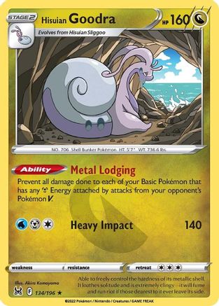 Hisuian Goodra 134/196 - Reverse Holofoil SWSH11 Lost Origin - Holo Rare