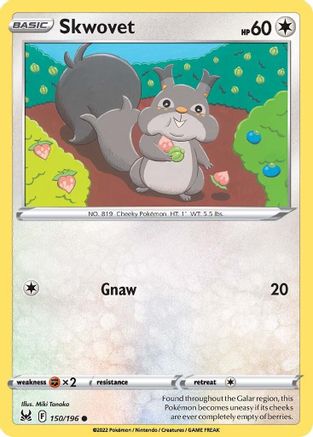 Skwovet 150/196 - Reverse Holofoil SWSH11 Lost Origin - Common