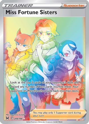 Miss Fortune Sisters (Secret) 209/196 - Holofoil SWSH11 Lost Origin - Secret Rare
