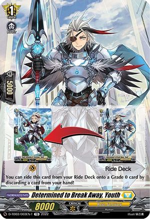 Determined to Break Away, Youth (Tutorial Card) (D-TD03/003EN-T) - D-TD03: Raika Koshiba -Skyfall Executors-