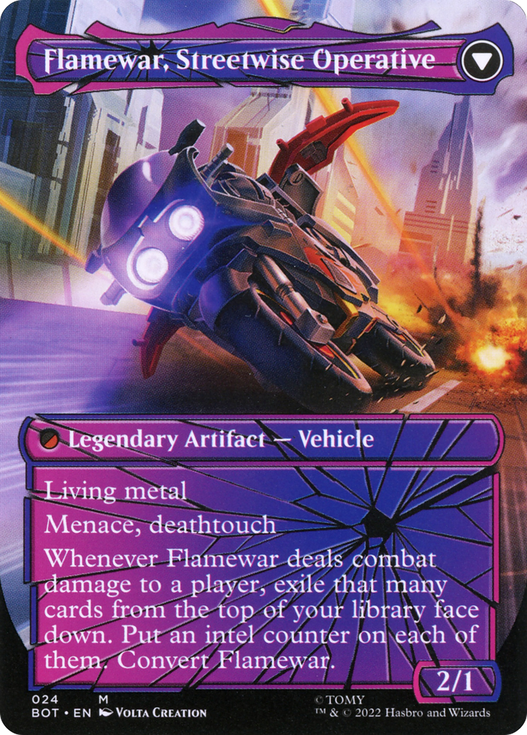 Flamewar, Brash Veteran (Shattered Glass) (BOT-024) - Transformers: (shatteredglass, convertdfc) (Borderless) Foil