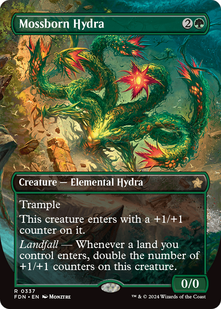 Mossborn Hydra (Borderless) (FDN-337) - Foundations Foil