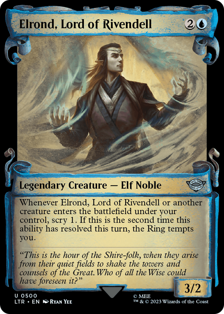 Elrond, Lord of Rivendell (Showcase Scrolls) (LTR-500) - The Lord of the Rings: Tales of Middle-earth: (Showcase) Foil